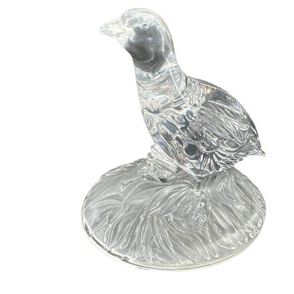 Crystal Red Grouse Figurine Glass Cristal D'Arques France Clear 5.5” T x 5.25”L - Picture 2 of 12